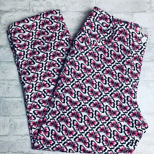 NEW NWOT Talbots Butterfly Print Pants Crop Pink White 8😍